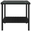 vidaXL Black Poly Rattan Side Table - Tempered Glass Tabletop - Durable Powder-Coated Steel Frame - 3 of 4