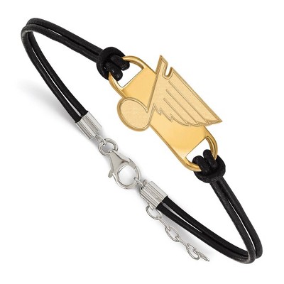 Black Bow Jewelry 14k Yellow Gold Plated Sterling Silver St. Louis Blues NHL Charm Bracelet 7 Inch