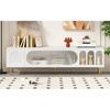 Chic Crate - 70" Modern Media Console w/ 3 Open Shelves & 2 Cabinets - Slim TV Stand for Living Room - Smoked Oak & Black Metal - 3 of 4