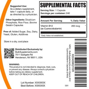 BulkSupplements Vitamin B12 (1% Cyanocobalamin) Capsules - 1 of 4