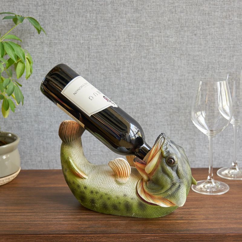 True Boozy Bass Polyresin Wine Bottle Holder Set of 1, Green, Holds 1 Standard Wine Bottle, 6 of 11