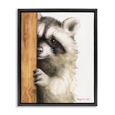 Stupell Industries Peering Raccoon Watercolor, 25" x 31"