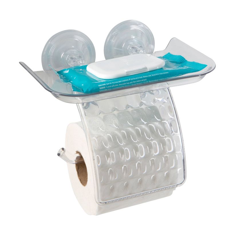 Power Lock Suction Toilet Paper and Phone Holder Clear - Bath Bliss, 4 of 6