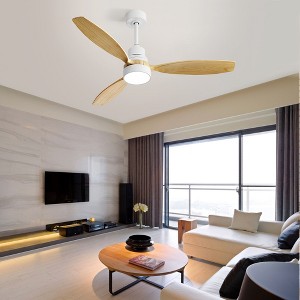 SKRAN Ceiling Fan with Lights, 52 Inch Modern Wood Ceiling Fan with Remote for Indoor Living Room Outdoor Porch, Reversible DC Motor, White - 1 of 4