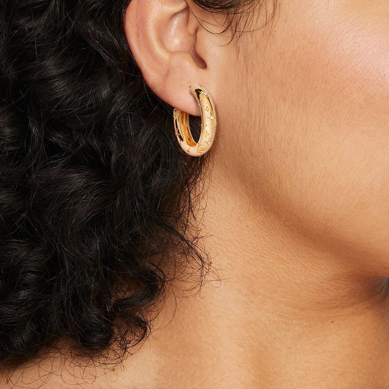 Gold Hoop Clear Stones Earrings - A New Day&#8482; Gold, 3 of 5