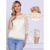 INSPIRE CHIC Women's Floral Lace 3/4 Sleeve Crew Neck Casual Elegant Blouse - 2 of 4