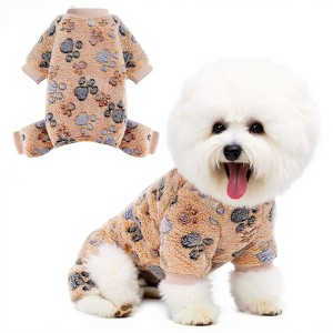Paaaawaters Dog Fuzzy Velvet Pajamas, Dog Winter Clothes for Small Dogs Boy Girl, Pet Jumpsuit, Doggy Apparel - 1 of 4