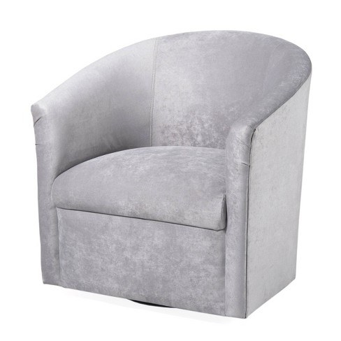 Comfort Pointe Elizabeth Swivel Accent Chair Silver: Upholstered, Metal