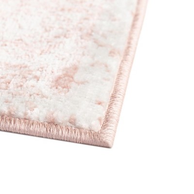 Rectangular Pink and Ivory Floral Easy Care Rug
