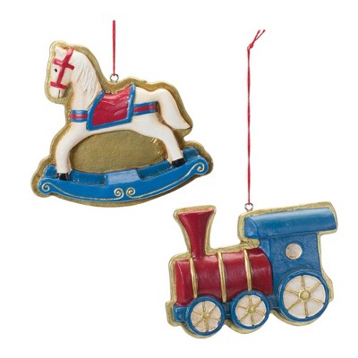 Melrose Rocking Horse and Train Ornament (Set of 12)