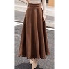 Women's Wool A-Line Maxi Skirt - Fall Winter Swing Pleated Long Skater Skirt Pocket-brown - 2 of 4