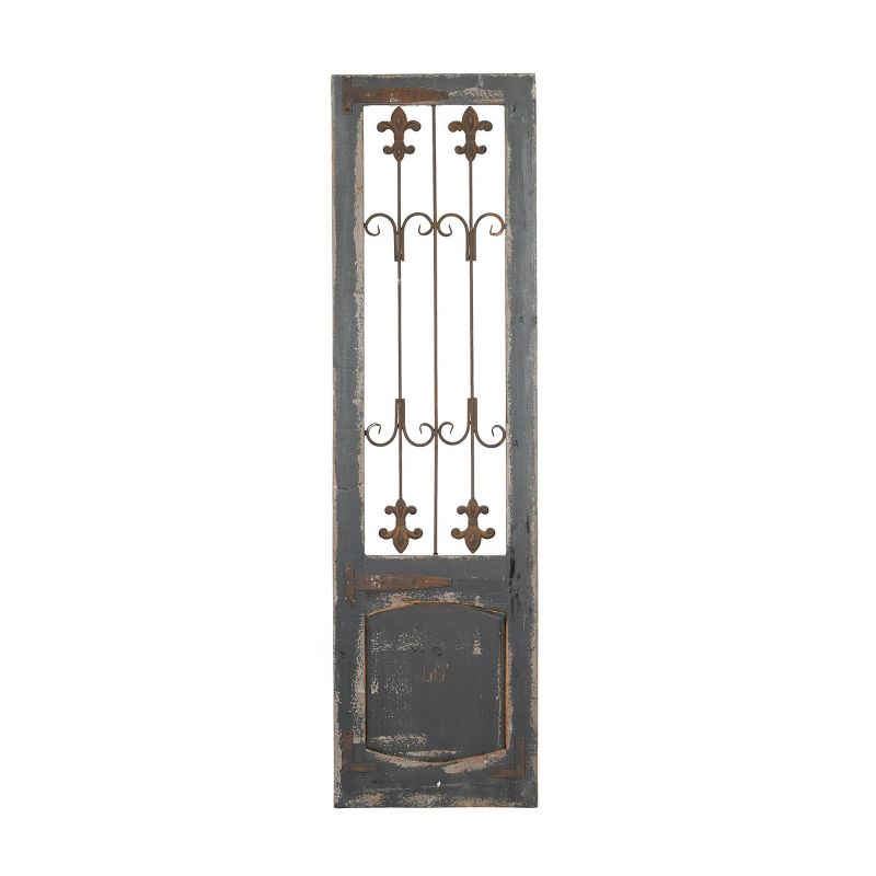 Traditional Metal Scroll Distressed Door Inspired Ornamental Wall Decor with Metal Wire Details Brown - Olivia &#38; May, 1 of 21