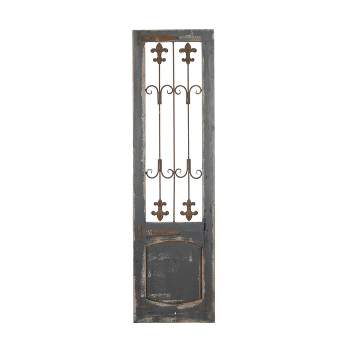 Traditional Metal Scroll Distressed Door Inspired Ornamental Wall Decor with Metal Wire Details Brown - Olivia & May