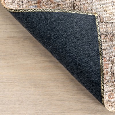 Light Brown Rectangular Synthetic Vintage Medallion 4' x 6' Area Rug