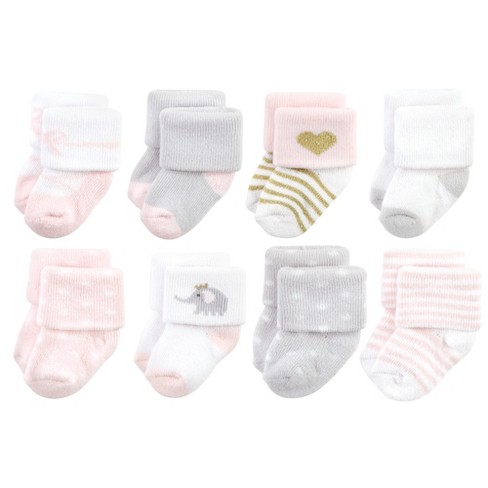 Hudson Baby Infant Girls Cotton Rich Newborn And Terry Socks, Pastel  Butterfly : Target