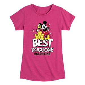 Girls' - Disney - Best Doggone Valentine Fitted Short Sleeve Graphic T-Shirt - 1 of 4