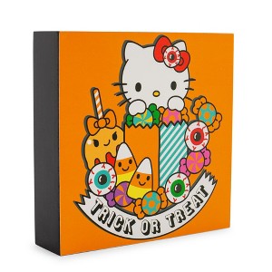 Silver Buffalo Sanrio Hello Kitty "Trick Or Treat" Wooden Box Sign | 6 x 6 Inches - 1 of 4