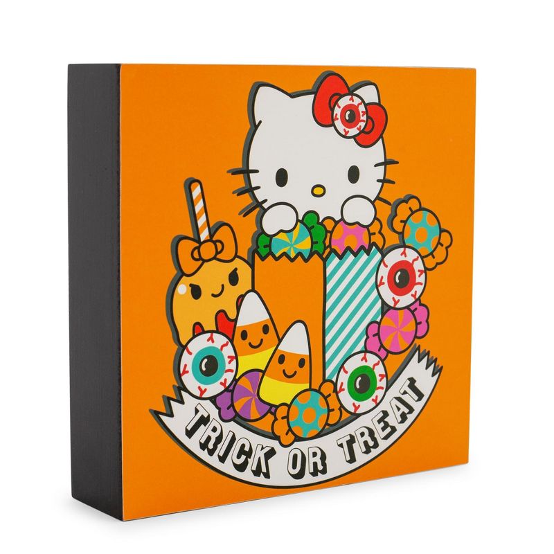 Silver Buffalo Sanrio Hello Kitty "Trick Or Treat" Wooden Box Sign | 6 x 6 Inches, 1 of 8