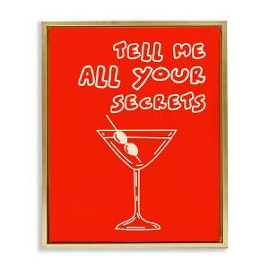 Stupell Industries Tell Me Your Secrets Cocktail Black Framed Floater Canvas Wall Art - 1 of 4