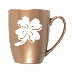 Elanze Designs Irish Four Leaf Clover 10 ounce New Bone China Coffee Tea Cup Mug, Bronze - 1 of 4