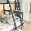 Twin Over Full Bunk Bed Convertible Bed with Trundle, Convertible Ladder, Safety Guardrails and Rubber Wood Frame, White/Grey/Espresso-ModernLuxe - 4 of 4