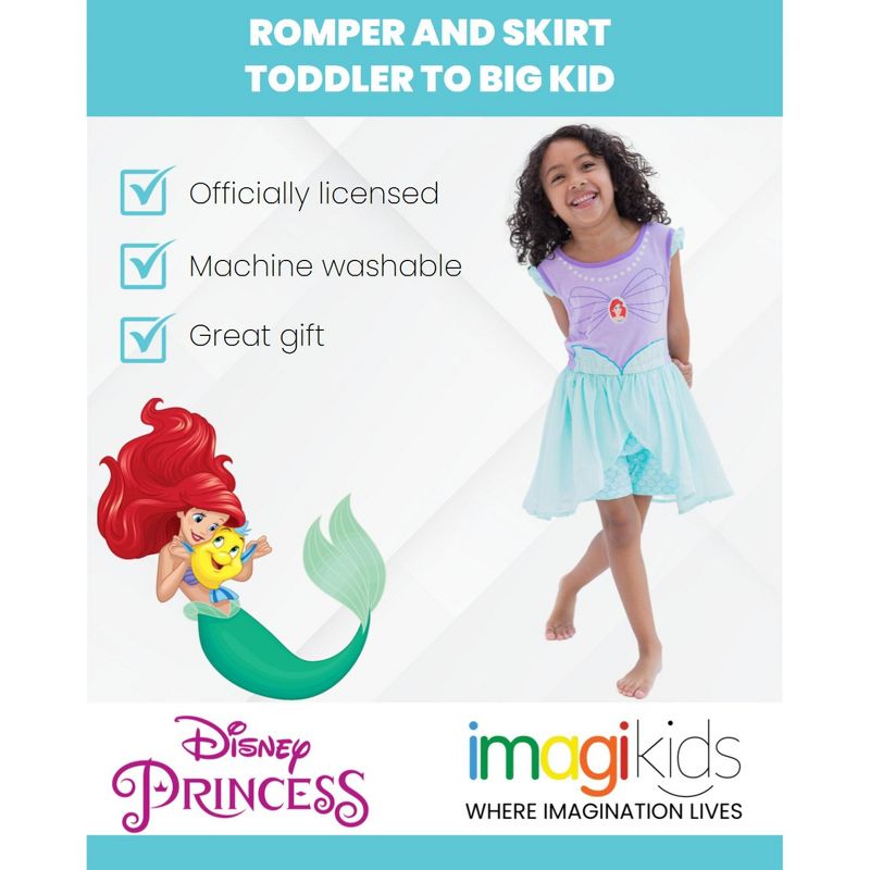 Disney Princess Moana Frozen Rapunzel Jasmine Belle Girls Romper and Skirt Little Kid to Big Kid, 3 of 9