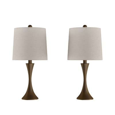 Set of 2 Flared Trumpet Table Lamps (Bronze)