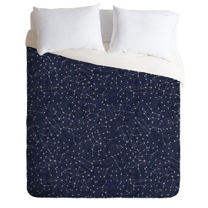 Full/Queen Dash and Ash Starry Night Comforter Set Navy - Deny Designs, Blue