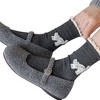 Anna-Kaci 3-Pack Women's Cotton Crew Socks with Embroidered Cat and Lace Trim Cuff - 3 of 3