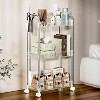 Boersma 3 Tier Rolling Cart Clear Bathroom Cart Organizer, Laundry Room Organization Mobile Shelving Unit Multifunction Rolling Utility Car - 2 of 4