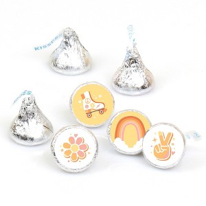 Big Dot of Happiness Stay Groovy - Boho Hippie Party Round Candy Sticker Favors - Labels Fits Chocolate Candy (1 sheet of 108) - 1 of 4