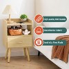 Natural Modern Nightstand with Fabric Drawer, Bedside Tables, Mid Century Nightstand with Open Storage Shelf - 3 of 4