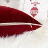 Yukimo Red Velvet Christmas Throw Pillow with Merry Christmas Embroidery, 20x20 Inch with Insert, Holiday Decorative Pillow for Couch and Bed - 3 of 4