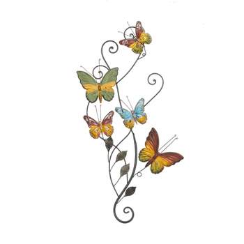 29" x 15" Iron Eclectic Butterfly Wall Décor - Olivia & May