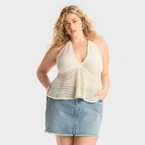 Women's Openwork Peplum Halter Pullover Sweater - Wild Fable™ - 1 of 2