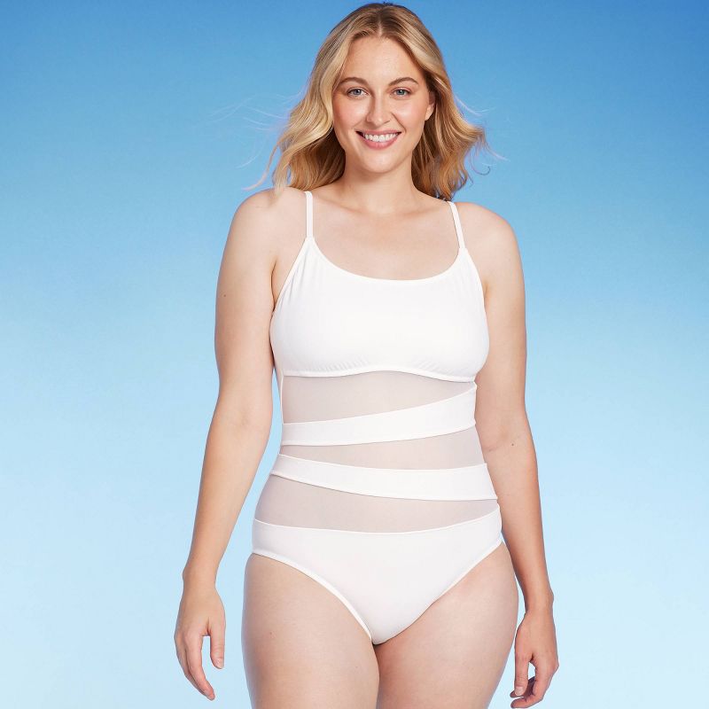Women's Mesh Front One Piece Swimsuit - Shade & Shore™, 4 of 12