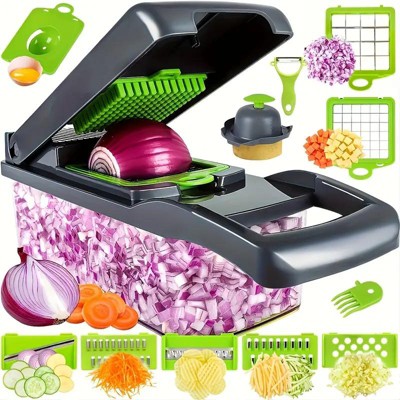 16-Piece Multipurpose Food Prep Set - Space-Saving Vegetable Cutter with Containers & Blades
