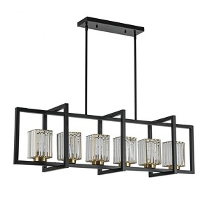LLHZSY 43 3/10" Modern Linear Pendant Chandelier With Crystal Shape Linear Kitchen Island 6-Lights Fixture for Dining Room Kitchen Island - 1 of 4