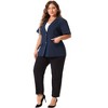 Agnes Orinda Women's Plus Size Casual Short Sleeve Notched Lapel Button Work Office Blazers - 3 of 4