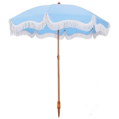 Captiva Designs 7ft Portable Patio Umbrella with Fringe - Stylish Outdoor Shade with UPF 50+ Protection (No Base)