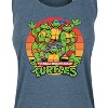 Women's - Teenage Mutant Ninja Turtles - Retro Sunset Circle Graphic Racerback Tank - 2 of 4