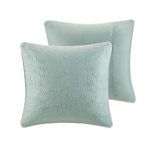 Gracie Mills Douglass Coral Motif Cotton Pique Euro Sham - One Size - Aqua - 1 of 3