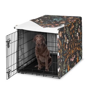 Sweet Jojo Designs Girl Dog Crate Kennel Cover 42in. Boho Floral Wildflower Black and Orange - 1 of 4