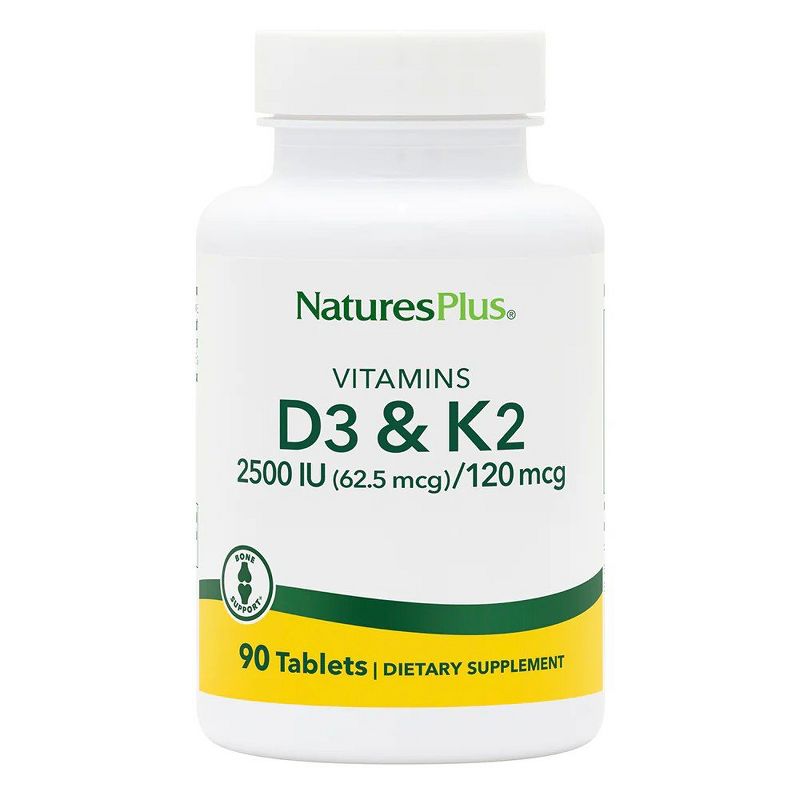 Nature's Plus VIT D3(2500 IU) with K2(120 MCG)  -  90 Tablet, 1 of 4