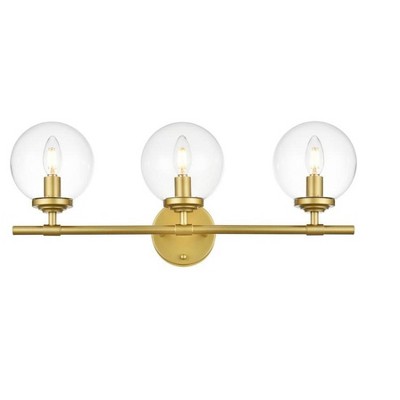 Elegant Lighting Ingrid 3 light Brass and Clear Bath Sconce