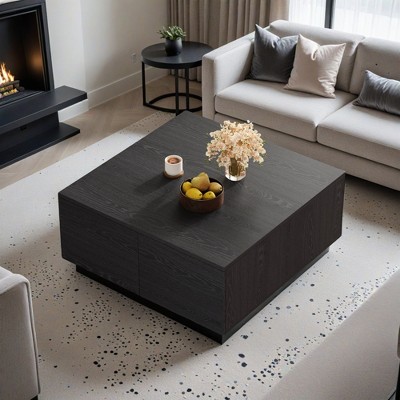 33.25" Square Coffee Table with 4 Drawers - Leovsnove