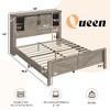 AMERLIFE Farmhouse Bed Frame, Storage Headboard, Charging Ports, No Box Spring - 2 of 4