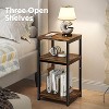 Simple Trending 3 Tier End Table, Side Table Sofa Couch Table, Tall Night Stand Storage Shelf for Living Room, Rustic Brown - 2 of 4