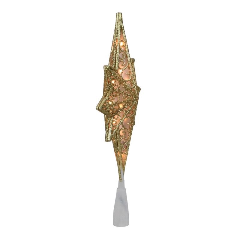 Northlight 10" Lighted Frosted Clear and Gold Scroll Star of Bethlehem Christmas Tree Topper - Clear Lights, 3 of 4