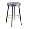 Gulches Minimalist Counter Height Bar Stools Set of 2, 24" PU Upholstered Dining Chairs, Silver Leaves Velvet with Golden Footrest - 2 of 4